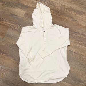 Maurices Cream Hooded Top with Buttons